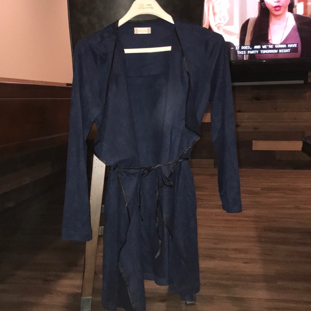 Suede dress with leather details